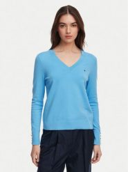 Tommy Hilfiger Sweter WW0WW40098 Niebieski Regular Fit. Niebieskie swetry Tommy Hilfiger, xs, bez wzorów, z syntetyku, bez ramiączek. Za 409.99 zł.