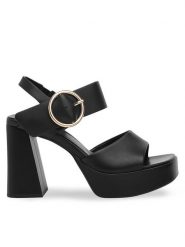 Badura Sandały CLAIRE-21568-1823-1 Czarny. Czarne sandały Badura, bez wzorów, ze skóry, bez obcasa, na słupku, bez zapięcia. Za 299.99 zł.
