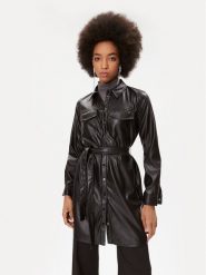 DKNY Sukienka skórzana P2HBTO59 Czarny Regular Fit. Czarne sukienki DKNY, xs, bez wzorów, z syntetyku, bez kołnierzyka, bez ramiączek. Za 449.99 zł.