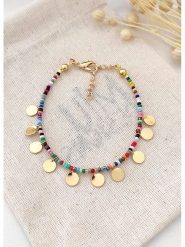 Atelier MIU Pozłacana bransoletka z elementami ozdobnymi rozmiar: onesize. Żółte bransoletki atelier MIU, z perłą, pozłacane. Za 34.99 zł.