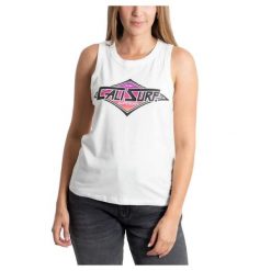 Koszulka turystyczna damska Superdry Vintage Cali Vest. Białe t-shirty sportowe Superdry, xl, bez wzorów, z bawełny, bez ramiączek. Za 80.00 zł.