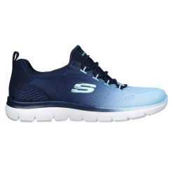Buty Skechers Summits Bright Charmer 149536-NVY niebieskie. Niebieskie buty treningowe bez wzorów, z dzianiny, bez zapięcia. Za 408.30 zł.