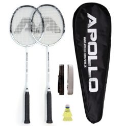 Zestaw Apollo Badminton Match Pro 800 – 2 rakiety, lotki i torba. Białe torby sportowe Apollo, bez wzorów, z materiału. Za 190.99 zł.
