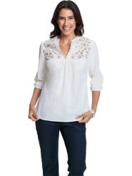 WITT WEIDEN Bluzka w kolorze kremowym rozmiar: 46. Brązowe bluzki WITT WEIDEN, z aplikacjami, z bawełny, bez kołnierzyka, bez ramiączek. Za 52.45 zł.