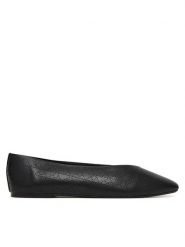 Calvin Klein Baleriny Square Ballerina Aop Lth HW0HW02936 Czarny. Czarne baleriny Calvin Klein, bez wzorów, ze skóry, bez obcasa, bez zapięcia. Za 449.99 zł.