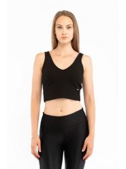 Stronger Top "Cush" w kolorze czarnym rozmiar: M. Czarne topy Stronger, m, bez wzorów, prążkowane, bez kołnierzyka, bez ramiączek. Za 61.60 zł.