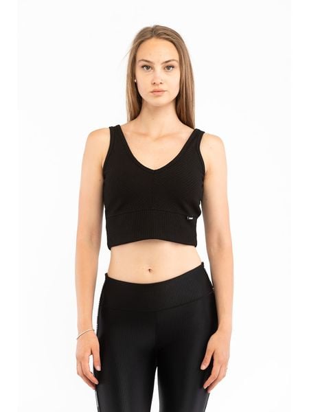 Stronger Top "Cush" w kolorze czarnym rozmiar: M. Czarne topy Stronger, m, bez wzorów, prążkowane, bez kołnierzyka, bez ramiączek. Za 61.60 zł.