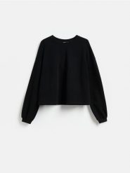 Bawełniana bluza - czarny. Czarne bluzy Reserved, l, bez wzorów, z bawełny, bez ramiączek, bez kaptura. Za 99.99 zł.