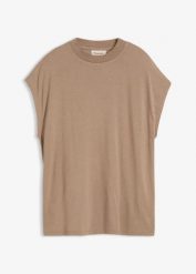 T-shirt z miękkiej wiskozy. Czarne t-shirty bonprix, bez wzorów, z wiskozy, bez kołnierzyka, bez ramiączek. Za 39.99 zł.