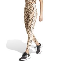 Legginsy fitness damskie ADIDAS. Brązowe legginsy adidas, bez wzorów, z bawełny, sportowe. W wyprzedaży za 149.99 zł.
