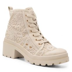 Botki DeeZee. Brązowe botki DeeZee, bez wzorów, bez obcasa, na słupku, bez zapięcia. Za 139.99 zł.
