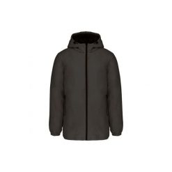 Recykowana parka z kapturem Kariban. Szare płaszcze KARIBAN, na zimę, l, z aplikacjami, z materiału, eleganckie, z kapturem. Za 247.00 zł.