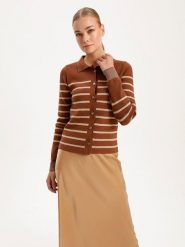 BGN Kardigan w kolorze jasnobrązowo-beżowym rozmiar: 40. Brązowe swetry BGN, bez wzorów, bez ramiączek. Za 91.99 zł.