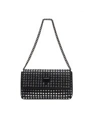 Guess Torebka HWIM9350700 Czarny. Czarne listonoszki Guess, z aplikacjami, z materiału, bez dodatków. Za 399.99 zł.