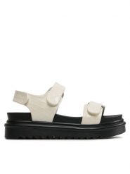 DeeZee Sandały E6688-60 Écru. Sandały DeeZee, bez wzorów, ze skóry, bez obcasa, na płaskiej podeszwie, bez zapięcia. Za 159.99 zł.