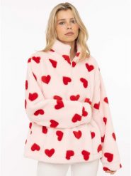 Zwillingsherz Bluza polarowa "Herzi" w kolorze jasnoróżowym rozmiar: L. Różowe bluzy bez kaptura Zwillingsherz, l, bez wzorów, z polaru. Za 149.95 zł.
