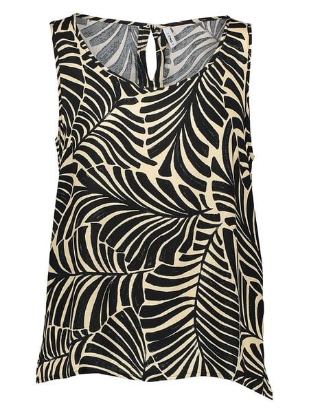 ONLY Top w kolorze beżowo-czarnym rozmiar: 36. Czarne topy ONLY, bez wzorów, z wiskozy, bez kołnierzyka, bez ramiączek. Za 32.75 zł.