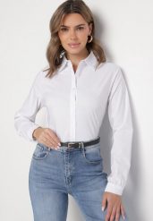 Biała Wiskozowa Koszula z Regulacją przy Rękawach Nonistra. Białe koszule Born2be, xl, bez wzorów, z jeansu, eleganckie, bez kołnierzyka, bez ramiączek. W wyprzedaży za 55.24 zł.