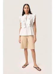 Soaked in Luxury Bluzka w kolorze kremowym rozmiar: S. Brązowe bluzki Soaked in Luxury, s, bez wzorów, z bawełny, bez kołnierzyka, bez ramiączek. Za 152.99 zł.