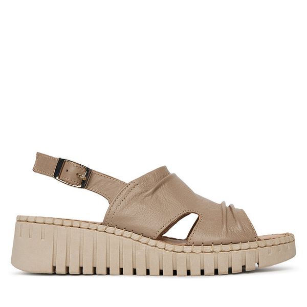 Sandały Lasocki. Brązowe sandały Lasocki, bez wzorów, bez obcasa, na koturnie, bez zapięcia. Za 149.99 zł.