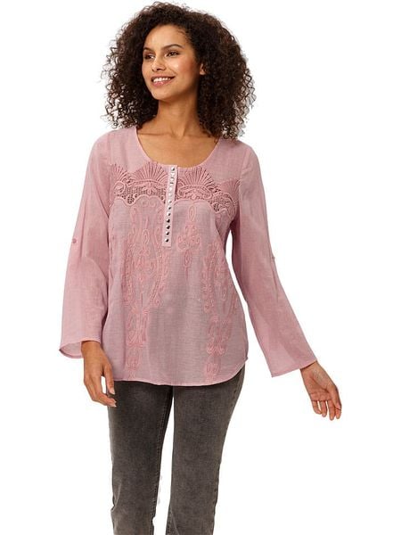 Heine Bluzka w kolorze jasnoróżowym rozmiar: 36. Różowe bluzki Heine, bez wzorów, z bawełny, bez kołnierzyka, bez ramiączek. Za 57.20 zł.