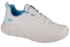 Buty sportowe Sneakersy damskie, Bobs Sport B Flex - Quick Pivot. Białe buty treningowe Skechers, bez wzorów, z materiału, przed kostkę, bez zapięcia, trekkingowe. Za 179.99 zł.
