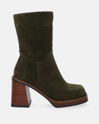 ZAMSZOWE BOTKI NA OBCASIE 160G06 KHAKY. Botki Venezia, bez wzorów, ze skóry, bez obcasa, na obcasie, bez zapięcia. Za 569.00 zł.