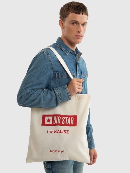 Torba bawełniana Kalisz 102. Białe torby podróżne BIG STAR, z aplikacjami, z bawełny, na ramię, z nadrukiem. Za 4.99 zł.