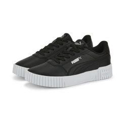 Młodzieżowe sneakersy Carina 2.0 PUMA Black Silver Gray. Czarna buty sportowe lifestyle Puma, bez wzorów, z materiału, młodzieżowe, bez zapięcia. Za 234.00 zł.