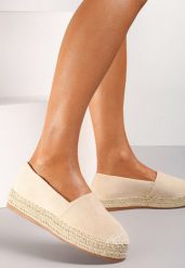 Beżowe Espadryle na Plecionej Podeszwie Sirelora. Brązowe espadryle Renee, bez wzorów, z jeansu, bez obcasa. W wyprzedaży za 47.99 zł.