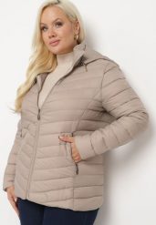 Beżowa Pikowana Kurtka z Odpinanym Kapturem ze Ściągaczami Savarella. Brązowe kurtki Born2be, l, bez wzorów, z jeansu, eleganckie. W wyprzedaży za 125.99 zł.
