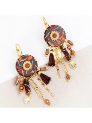 LA CHIQUITA Pozłacane kolczyki z kryształami i jaspisami rozmiar: onesize. Brązowe kolczyki LA CHIQUITA, z jaspisem, pozłacane. Za 122.45 zł.