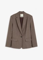 Żakiet w kratę. Brązowe marynarki i żakiety bonprix, bez wzorów, eleganckie, bez ramiączek. Za 219.99 zł.