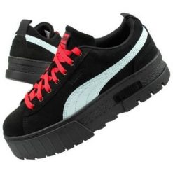 Buty Puma Mayze Dua Lipa W 387294 05 czarne. Czarne buty treningowe bez wzorów, ze skóry, bez zapięcia. Za 304.14 zł.