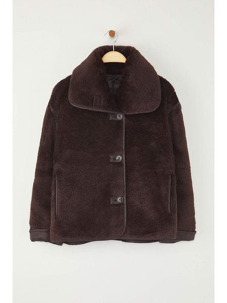 Trendyol Płaszcz pluszowy w kolorze ciemnobrązowym rozmiar: L. Brązowe płaszcze Trendyol, l, bez wzorów, bez kaptura. Za 202.50 zł.