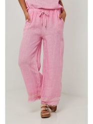 Le Monde du Lin Lniane spodnie w kolorze jasnoróżowym rozmiar: 34/36. Różowe spodnie materiałowe Le Monde du Lin, bez wzorów, ze lnu, klasyczne, z standardowym stanem. Za 152.99 zł.