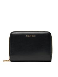 Calvin Klein Portfel Ck Medium Flap Zip Around LV04F1075G Czarny. Czarne portfele Calvin Klein, bez wzorów, ze skóry. Za 209.99 zł.