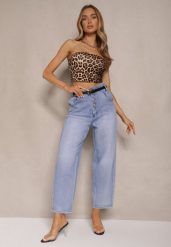 Niebieskie Jeansy Mom Fit High Waist Zapinane na Guziki Zeloiti. Niebieskie jeansy Renee, m, bez wzorów, z jeansu, eleganckie, z podwyższonym stanem. W wyprzedaży za 91.99 zł.
