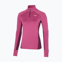 Bluza do biegania damska Mizuno Hybrid Tee Half Zip. Czerwone bluzy bez kaptura Mizuno, xl, bez wzorów, z elastanu, bez kaptura, do biegania. Za 119.99 zł.