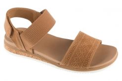 Sandały damskie, Desert Kiss Low-Top Look. Czarne sandały Skechers, bez wzorów, z materiału, sportowe, bez obcasa, bez zapięcia. Za 199.99 zł.