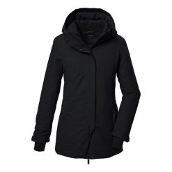 Parka damska z kapturem Killtec KOW 93. Czarne płaszcze Killtec, l, bez wzorów, z materiału, eleganckie, z kapturem. Za 596.65 zł.