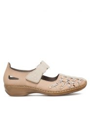 Rieker Półbuty 41369-60 Beżowy. Brązowe półbuty wsuwane Rieker, bez wzorów, ze skóry, bez obcasa, na płaskiej podeszwie. Za 329.99 zł.