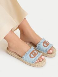 Liu Jo Klapki Paros 01 SA6099 TX523 Niebieski. Niebieskie klapki Liu Jo, bez wzorów, z materiału, bez obcasa, bez zapięcia. Za 251.99 zł.