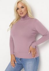 Różowy Sweter z Golfem Sazerna w Składzie Wiskoza i Modal. Czerwone swetry Born2be, l, bez wzorów, z dzianiny, bez ramiączek. W wyprzedaży za 55.24 zł.