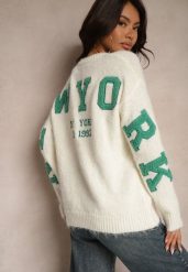 Jasnobeżowy Sweter z Wełną i Geometrycznym Zdobieniem na Rękawach Zivita. Brązowe swetry Renee, uniwersalny, z aplikacjami, z jeansu, casualowe, bez ramiączek. W wyprzedaży za 143.99 zł.