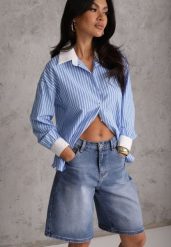 Niebieskie Szorty Jeansowe z Bawełny Jorts High Waist Sirenora. Niebieskie szorty Renee, bez wzorów, z bawełny. Za 89.99 zł.