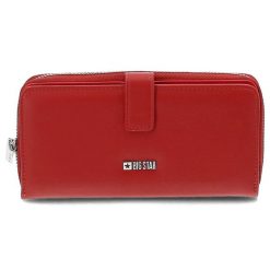 Czerwony Elegancki Portfel Damski Big Star. Czerwone portfele Big Star Accessories, bez wzorów, ze skóry ekologicznej. Za 107.99 zł.