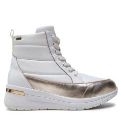 Botki Caprice. Białe botki Caprice, bez wzorów, bez obcasa, na koturnie, bez zapięcia. Za 239.99 zł.
