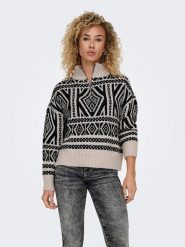ONLY Sweter w kolorze kremowo-czarnym rozmiar: XS. Brązowe swetry ONLY, xs, bez wzorów, z wełny, bez ramiączek. Za 83.22 zł.