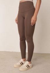 Brązowe Legginsy z Modelującym Pasem w Talii Bescond. Brązowe legginsy Born2be, bez wzorów, z jeansu, casualowe. Za 79.99 zł.